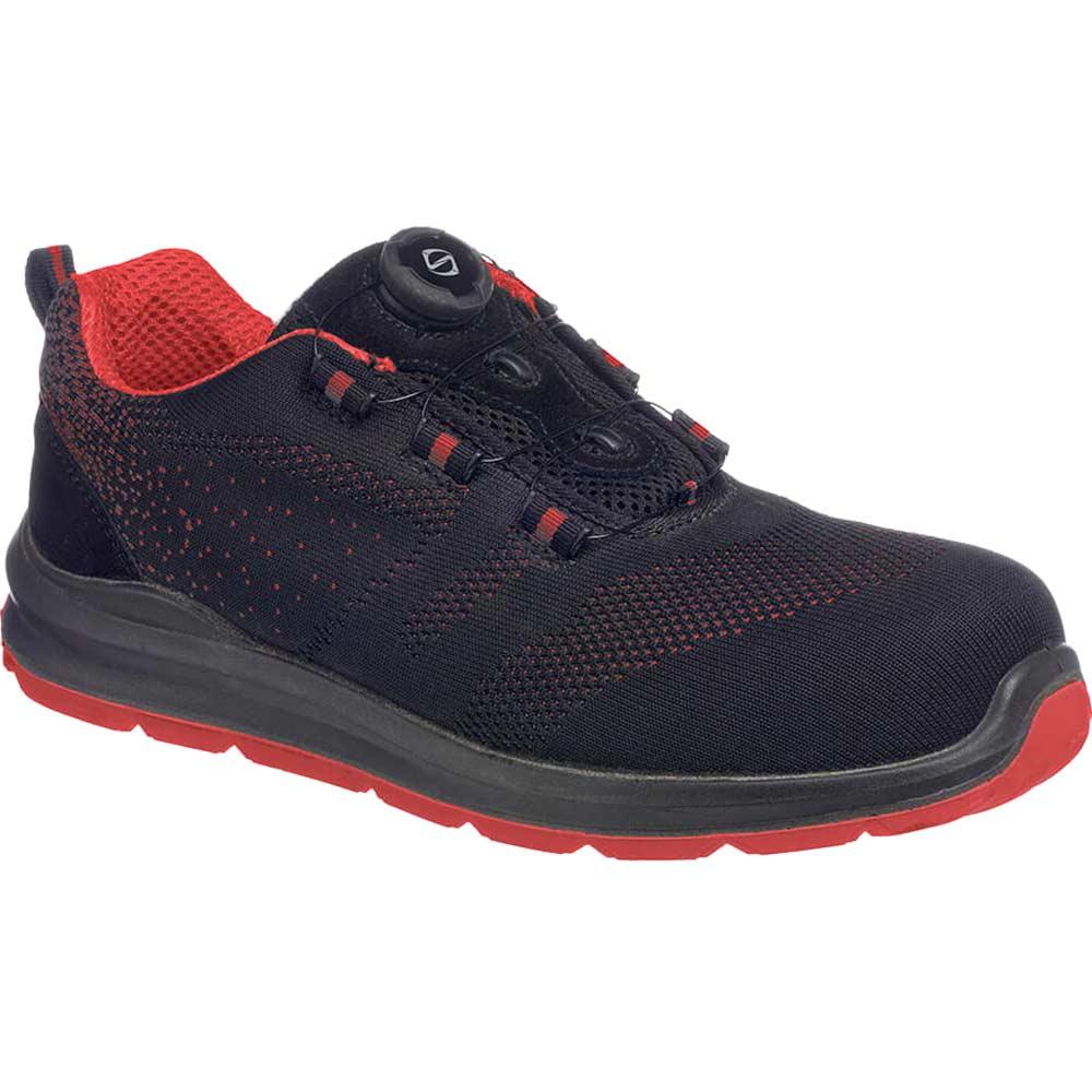 Portwest Compositelite Wire Lace Knit Safety Trainers Black / Red Size 6