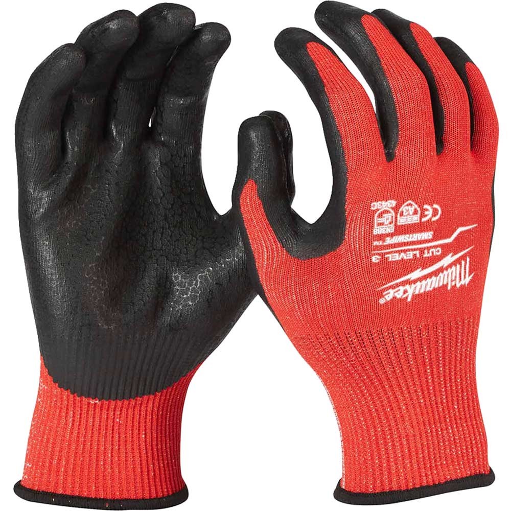 Milwaukee Cut Level 3 Dipped Work Gloves Black / Red S Pack of 12