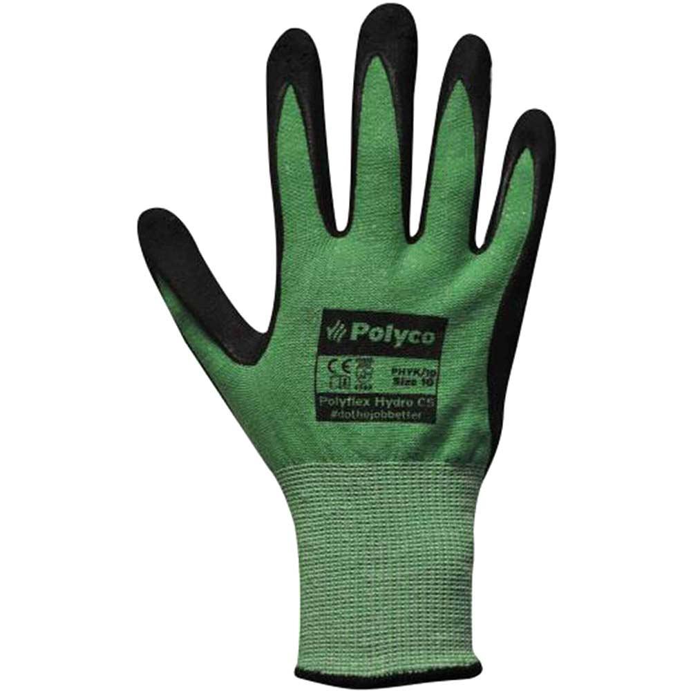 Polyco Polyflex Hydro Safety C5 Gloves Green / Black L