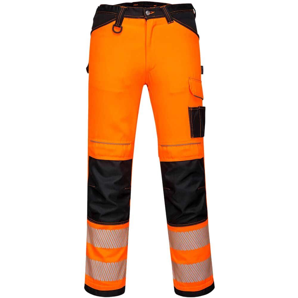 Portwest PW3 Hi Vis Lightweight Stretch Trousers Orange / Black 46" 31"