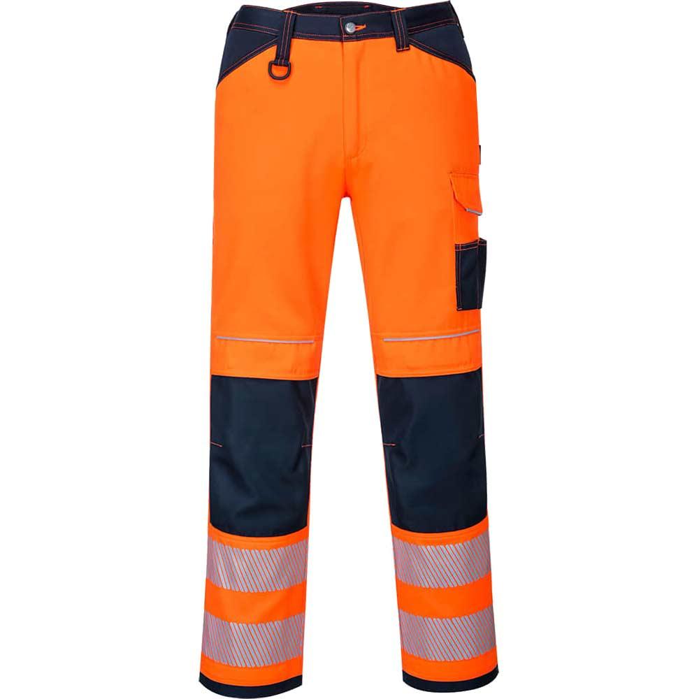 Portwest PW34 Hi Vis Work Trousers Orange / Navy 48" 31"