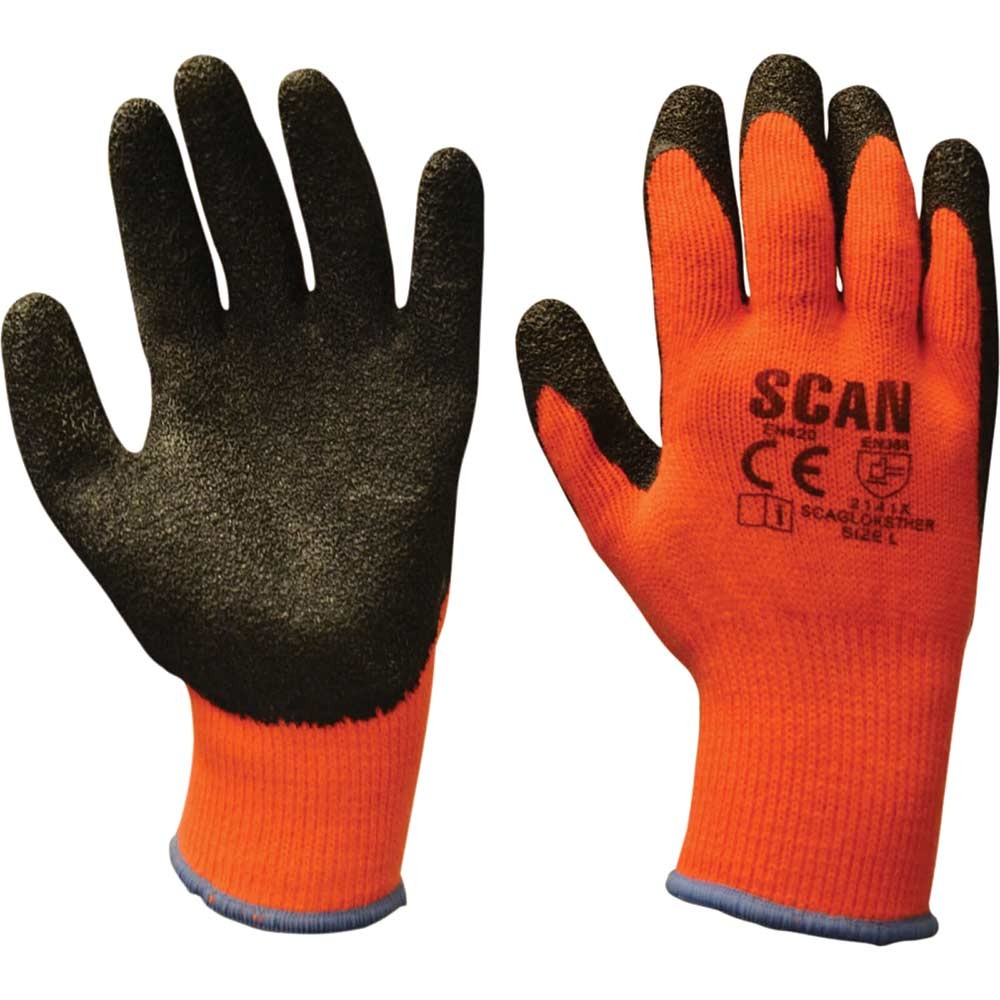 Scan Orange Knitshell Thermal Work Gloves Pack of 3 Pairs L Pack of 3