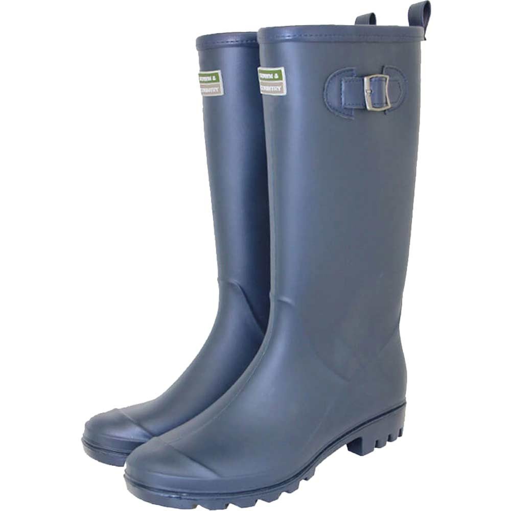 Town and Country Burford PVC Wellington Boots Navy Size 11