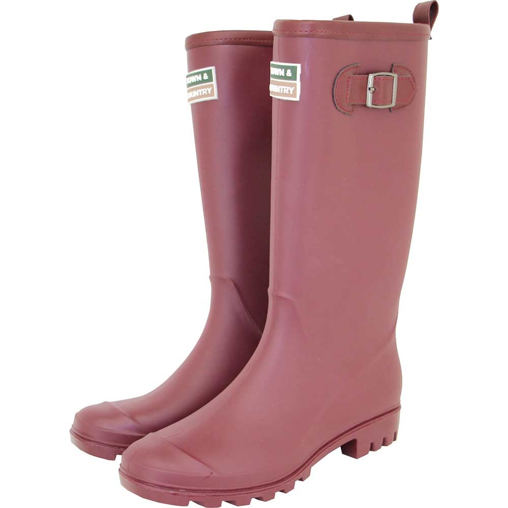 Town and Country Burford PVC Wellington Boots Aubergine Size 8