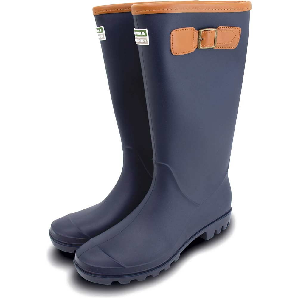 Town and Country Burford Fleece Lined Wellington Boots Navy Size 5