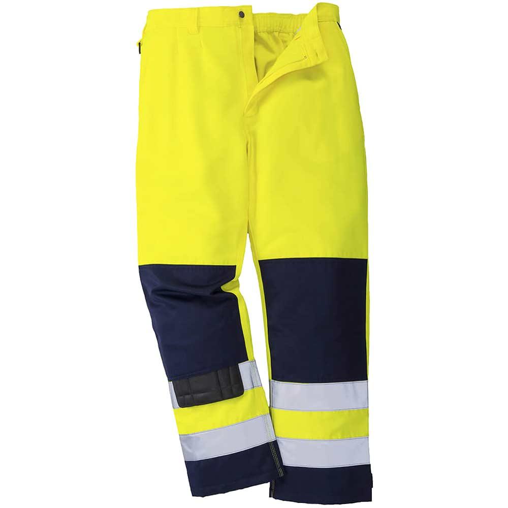 Portwest Seville Hi Vis Work Trousers Yellow / Navy M