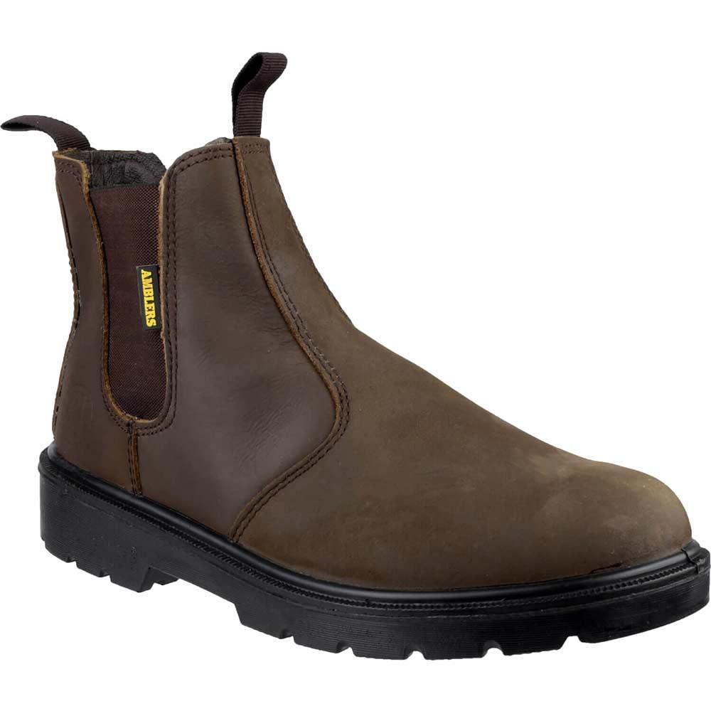 Amblers Mens Safety FS128 Hardwearing Pull On Safety Dealer Boots Brown Size 5