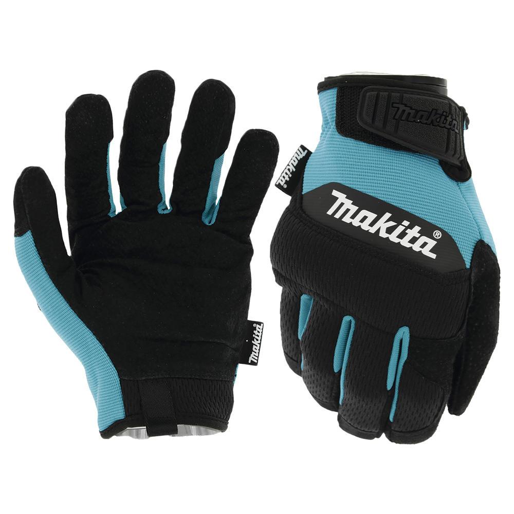 Makita Durahide Leather Palm Performance Gloves Black / Blue L Pack of 1